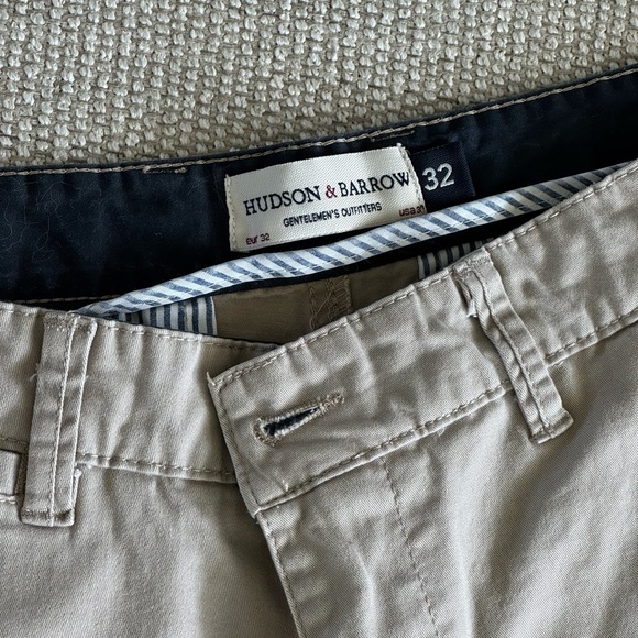 Men's Beige Flat Front Shorts - Picture 2 of 3